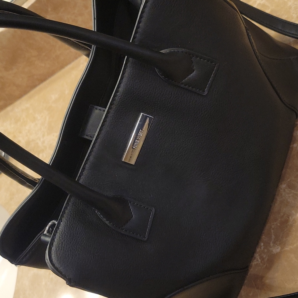 Nine West black faux leather crossbody satchel/handbag